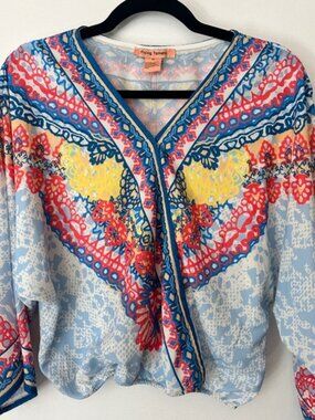 Flying Tomato Multicolor Patterned V-Neck Blouse